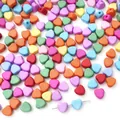 Bunte Acryl-Herzperlen in Macaron-Farben mit matter Oberfläche für DIY-Schmuckbau - 50 Stück/Packung (7mm) / Zufällige Mischfarben