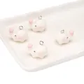 Set van 4 schattige witte geflockte olifantshangers met roze hart en zilveren ring - Olifanten Stijl (BFB44)