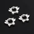Three silver sunflower alloy beads for jewelry making with polished petal texture - Hollow Out Lotus Pendant / 18x13mm (5 Pieces/Pack) / Silver