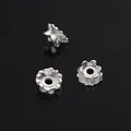 Silver flower bead caps in alloy metal for DIY jewelry making and handicraft designs - Double-Sided Lotus Spacer Bead / 10x5mm (10 Pieces/Pack) / Silver