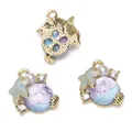 Set oceaanhangers van legering met blauwe zeesterren en parels voor DIY-sieraden - Zeester Schelp / 14x18mm / Goud