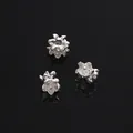 Three silver lotus flower charms in alloy material for DIY bracelet and earring making - Double-Sided Flower Spacer Bead / 8x5mm (10 Pieces/Pack) / Silver