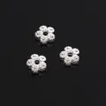 Silver flower-shaped spacer beads with petal engraving for DIY jewelry making - Five-petal Flower Spacer Beads / 7mm (10 Pieces/Pack) / Silver