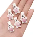 Bouton lapin dessin animé pour création bijoux et artisanat vêtements lot de cinq pièces - Style Lapin à Salopette Rose (BCD024)