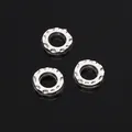 Three bright silver metal textured spacer beads for DIY jewelry making accessories - Hammered Flat Round Spacer Bead / 8x2mm (20 Pieces/Pack) / Silver