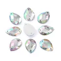 Cristales de estrás en forma de gota AB con engaste de dos agujeros para costura - 13x18mm (50 Piezas/Paquete) / Blanco AB (20#)