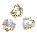 Sieradenhangers met oceaanster thema, blauwe bollen en gouden schelpen - Zeester Schelp / 15x17mm / Goud