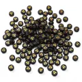 Flat round black acrylic letter A beads with gold printing for DIY jewelry making - 50 Pcs/Pack 4x7mm Hole approx 1mm / Letter A