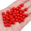 Perline di legno rotonde rosse da 8mm nel palmo per creazione di gioielli e fai da te - 8mm (Foro Circa 2mm) / 50 Pezzi / Rosso