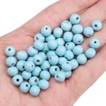 Perline di legno azzurre da 8mm verniciate per gioielli fai da te in mano - 8mm (Foro Circa 2mm) / 50 Pezzi / Azzurro