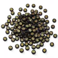 Black acrylic 4x7mm round beads with golden letter B for DIY bracelet jewelry making - 50 Pcs/Pack 4x7mm Hole approx 1mm / Letter B