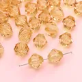 Champagne gold faceted glass beads for DIY jewelry making with visible threading hole - Light Brown Rhombus