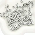 Perline quadrate in acrilico argento con lettera X per la creazione di gioielli DIY - Lettera X / Quadrato / 50 Pezzi/Confezione / Argento Antico