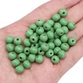 Perline tonde in legno verniciato verde erba da 8 mm per gioielli fai-da-te e artigianato - 8mm (Foro Circa 2mm) / 50 Pezzi / Verde