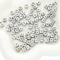 Perline quadrate argentate con lettera Y per la creazione di gioielli fai da te - Lettera Y / Quadrato / 50 Pezzi/Confezione / Argento Antico