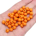 Perle tonde in legno arancione da 8mm per gioielli fai-da-te tenute in mano per scala - 8mm (Foro Circa 2mm) / 50 Pezzi / Rosso Arancio