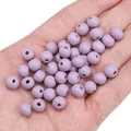 Perline tonde in legno viola opaco 8mm per braccialetti fai da te e creazione di gioielli - 8mm (Foro Circa 2mm) / 50 Pezzi / Viola Chiaro
