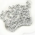 Perline quadrate in acrilico argento lettera Z per creazione di gioielli e braccialetti DIY - Lettera Z / Quadrato / 50 Pezzi/Confezione / Argento Antico