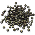 Flat round acrylic alphabet beads 4x7mm in black with gold letter D for DIY jewelry - 50 Pcs/Pack 4x7mm Hole approx 1mm / Letter D