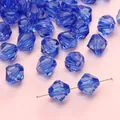 Deep blue faceted acrylic bicone beads with center hole for DIY jewelry making - Royal Blue Rhombus