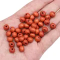 Perline rotonde in legno marrone-rosso da 8mm con foro centrale per gioielli DIY - 8mm (Foro Circa 2mm) / 50 Pezzi / Caffè Chiaro