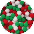 Christmas plush pom-poms in red green and white for DIY craft decorations and ornaments - Christmas Style / 2cm (50 Pieces/Pack) / Red Green White
