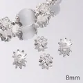 Distanziatore fiore argento 8mm per fai-da-te gioielli e braccialetti fatti a mano perline - Distanziatore Floreale Traforato 8mm (Stile 07) / 50 Pezzi/Confezione (Apertura circa 1 mm) / Argento