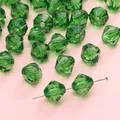 Transparent emerald green bicone acrylic beads with multifaceted diamond cut for DIY jewelry - Diamond Pattern Green