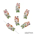 DIY keramische kralen in de vorm van katten met handbeschilderde stippen maat 12x27mm - 1-stuks verpakking / 小鱼猫 / 12x27mm (Opening ca. 1,5mm) / Bruin