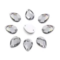 Cristales de acrílico gris en forma de gota con dos agujeros y reverso plateado para coser - 13x18mm (50 Piezas/Paquete) / Gris (6#)