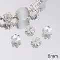 Copriperle a fiore da 8mm in lega argentata per creazione di braccialetti fai-da-te - Stile Fiore a Cinque Petali 8mm (Stile 10) / 50 Pezzi/Confezione (Apertura circa 1 mm) / Argento
