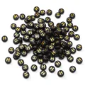Black acrylic 4x7mm round letter beads with gold letter H for DIY jewelry crafting - 50 Pcs/Pack 4x7mm Hole approx 1mm / Letter H
