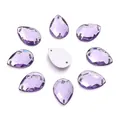 Cristales de acrílico violeta en forma de gota para coser con facetas y base plateada - 13x18mm (50 Piezas/Paquete) / Púrpura Claro (46#)