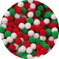 Christmas DIY pom poms in red, green, and white colors with soft plush texture - Christmas Series / 0.8cm (200 Pieces/Pack) / Red Green White