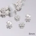 Copriperle a fiore argento vintage 8mm per creazione di gioielli fai da te - Petalo Argento Retro 8mm (Stile 11) / 50 Pezzi/Confezione (Apertura circa 1 mm) / Argento