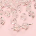 Faceted transparent acrylic diamond beads for DIY bracelet making on pink background - Transparent Rhombus
