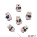 Hand-painted 12x18mm ceramic bear bead with colorful polka dots for DIY jewelry making - 1 Piece Pack / 水果熊 / 12x18mm (Aperture Approx 1.5mm) / White