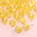 Translucent yellow faceted acrylic beads for DIY jewelry with clear hole detail - Round Yellow