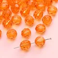 Faceted orange acrylic round beads for DIY jewelry with transparent hole structure - Round Orange-Red