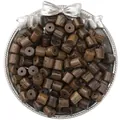Natural green sandalwood cylinder wood beads for DIY jewelry making on a silver tray - Wenge Barrel Beads