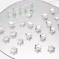 Copriperle a petalo di fiore argentato per creazione di gioielli fai-da-te e bracciali - Fiore a Sei Petali con Decorazione a Grani 10mm (Stile 14) / 20 Pezzi/Confezione (Apertura circa 1 mm) / Argento
