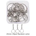 Set van 10 zilveren 25mm DIY-sleutelhangers met kettingen en karabijnsluitingen in doos - Gevlochten Sleutelring met Karabijnsluiting / 10 Stuks/Verpakking (25mm Diameter/60mm Lengte) / Witgoud