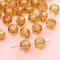 Faceted amber acrylic beads for DIY jewelry making with clear geometric cut surfaces - Round Brown