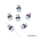 Blue ceramic bear beads for DIY jewelry with hand-painted finish 12x18mm - 1 Piece Pack / 水果熊 / 12x18mm (Aperture Approx 1.5mm) / Blue