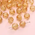 Amber faceted acrylic beads with sparkling diamond cut for DIY jewelry making and crafts - Light Coffee Round Bead