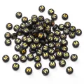 Black acrylic 7mm flat round beads with gold M/W letter for DIY jewelry making - 50 Pcs/Pack 4x7mm Hole approx 1mm / Letter M