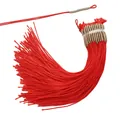 Rode polyester kwast met gouden vlechtwerk en ophanglus voor DIY-sieraden en decoratie - 5 Stuks/Verpakking / Rood Met Gouddraad Omwikkeld (Ong. 1mm)