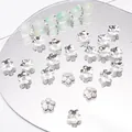Copriperla a fiore argento per gioielli DIY, distanziatori in metallo su perline verdi - Fiore a Cinque Petali Argento con Grani 9mm (Stile 17) / 20 Pezzi/Confezione (Apertura circa 1 mm) / Argento