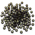 Flat round black acrylic beads with golden letter Z for DIY jewelry making and craft projects - 50 Pcs/Pack 4x7mm Hole approx 1mm / Letter N