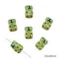 Green bear ceramic beads for DIY jewelry with hand-painted details, size 12x18mm - 1 Piece Pack / Bear / 12x18mm (Aperture Approx 1.5mm) / Green